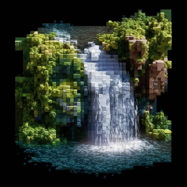 there is a waterfall that is made of blocks and blocks generative ai