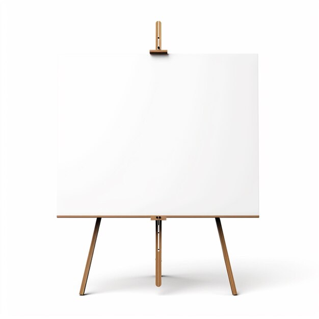 there is a white canvas on a wooden easel with a wooden peg generative ai