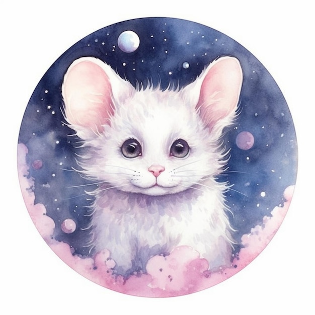 There is a white cat that is sitting in the clouds generative ai