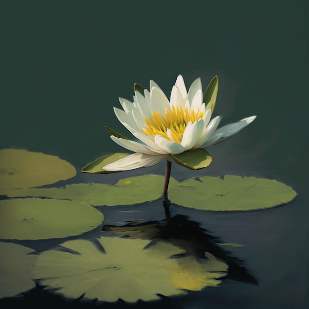 There is a white flower that is floating in the water generative ai