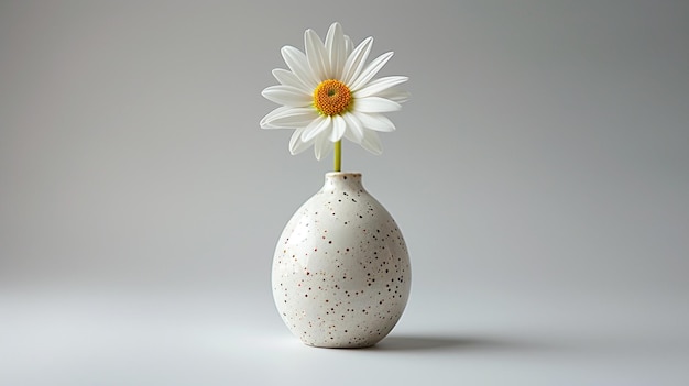 there is a white vase with a single flower in it generative ai