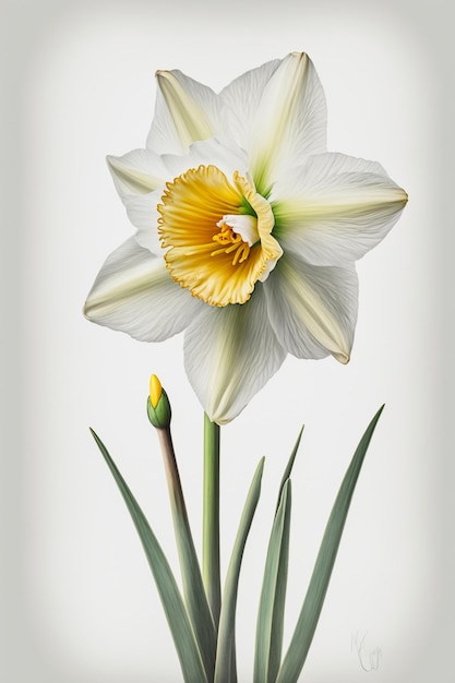 There is a white and yellow flower with a yellow center generative ai