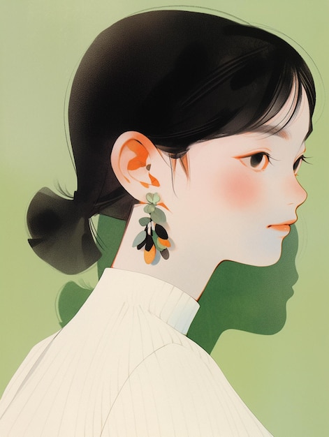 There is a woman with a flower earring on her ear generative ai