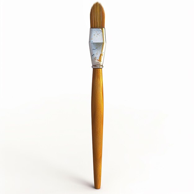 Photo there is a wooden brush with a white handle on a white surface generative ai