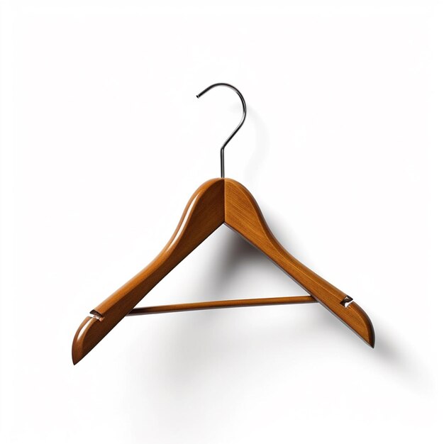 There is a wooden hanger with a black hook on it generative ai