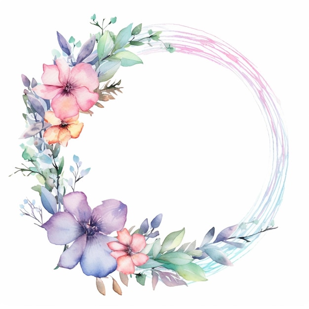 There is a wreath of flowers and leaves on a white background generative ai