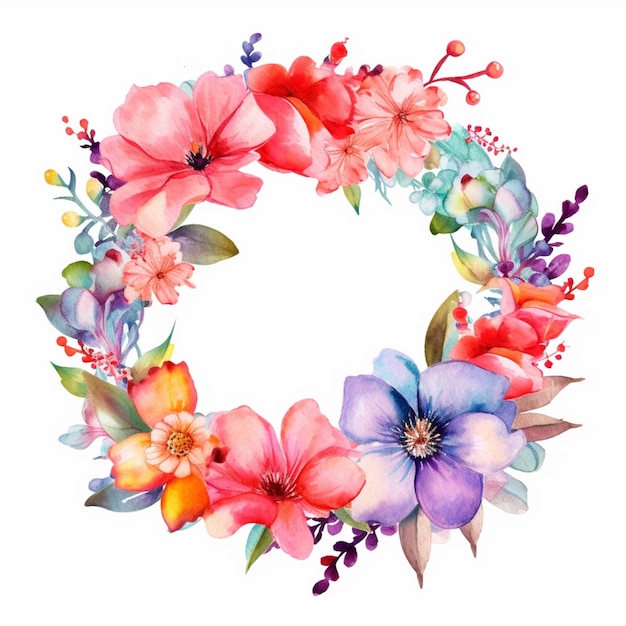 There is a wreath of flowers on a white background generative ai