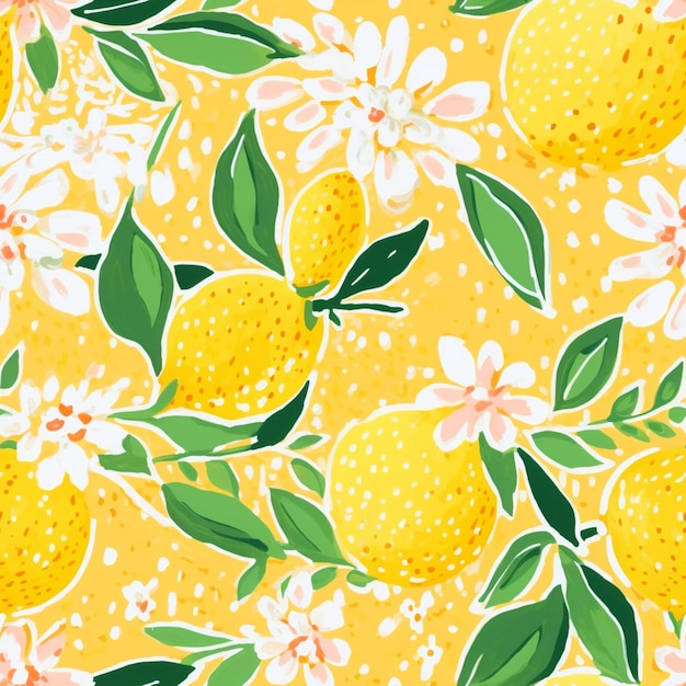 there is a yellow background with oranges and white flowers generative ai