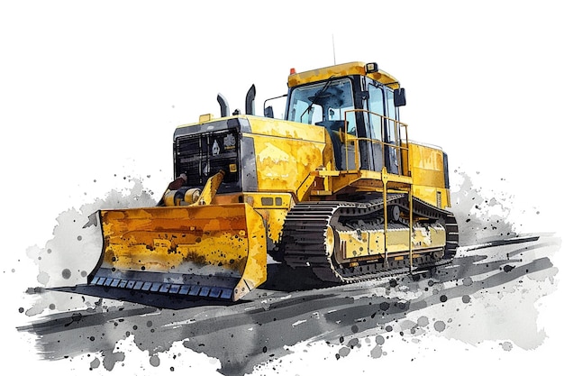 there is a yellow bulldozer that is sitting on the ground generative ai