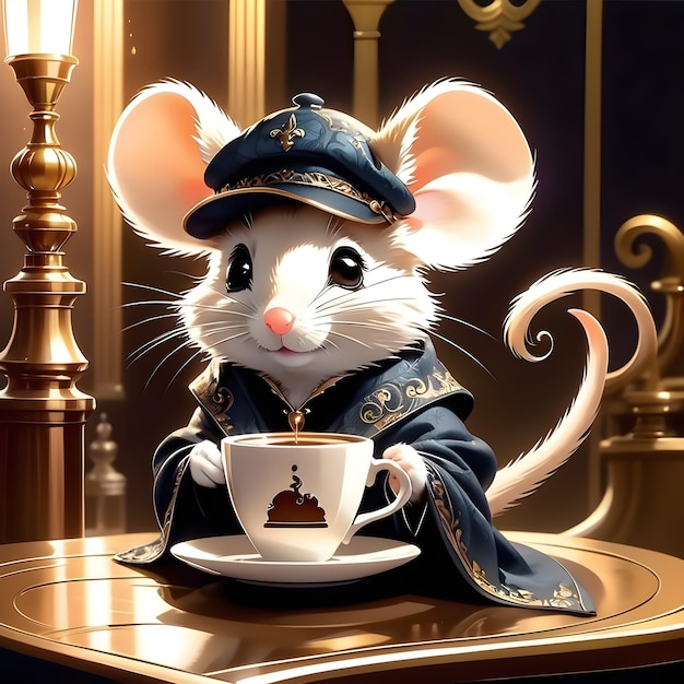 There's something about a sweet cute mouse with coffee that's just mysterious Maybe it's the way t