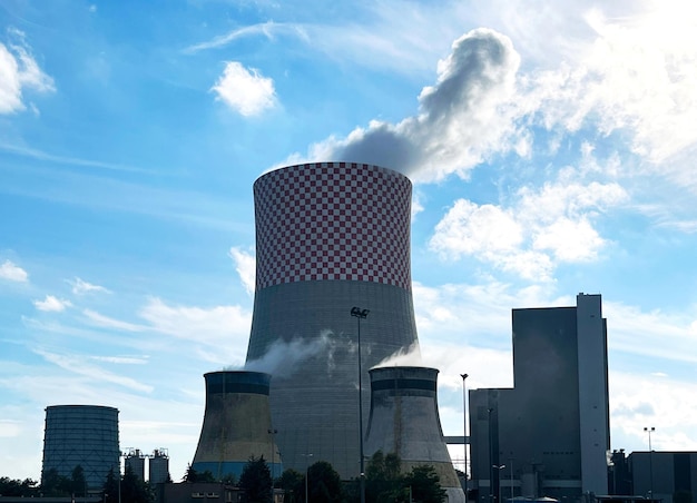 Thermal power plant running on coal close-up