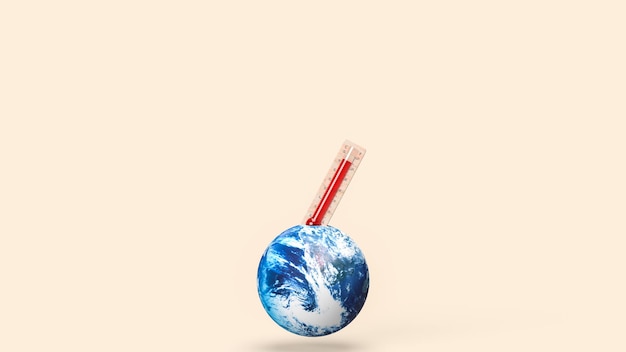 The thermometer and earth for eco or Climate change concept 3d rendering