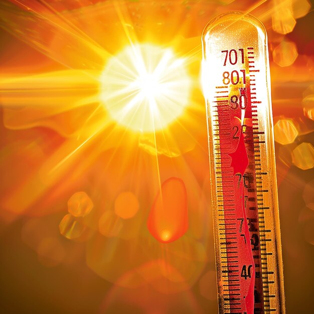 Photo a thermometer showing extreme high temperature in bright summer sunlight