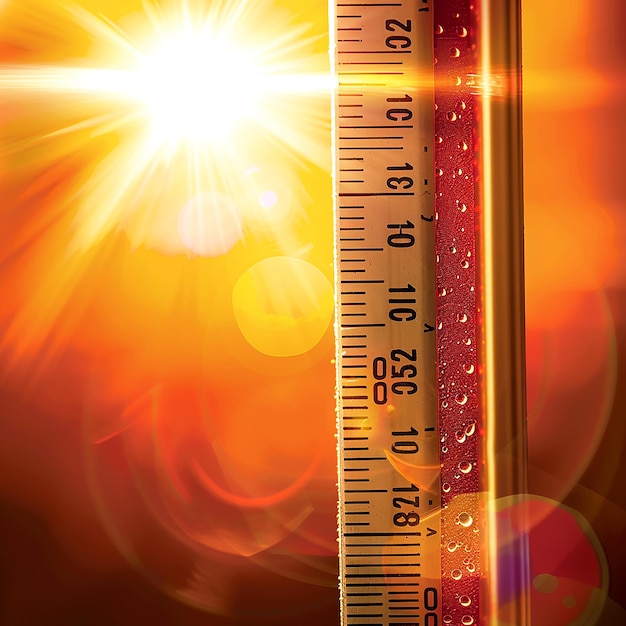 Photo a thermometer showing extreme high temperature in bright summer sunlight