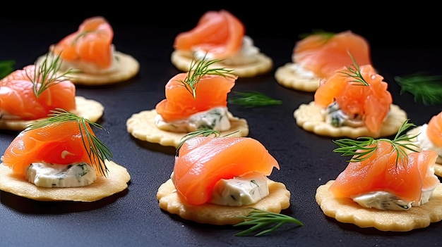 These elegant smoked salmon and cream cheese bites are the perfect appetizer for any occasion Generated by AI