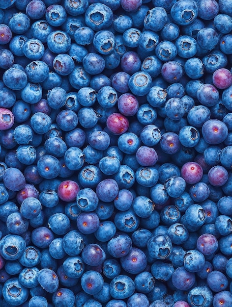 Photo thick blanket of ripe blueberries covering entire frame