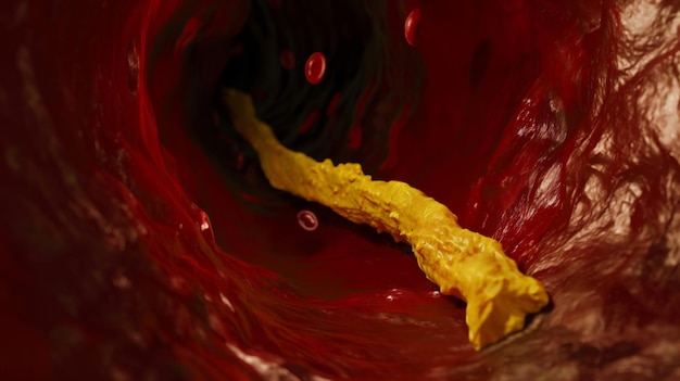 Thickened Arteries and Veins Coronary heart disease High cholesterrol yellow plaque deposited inside