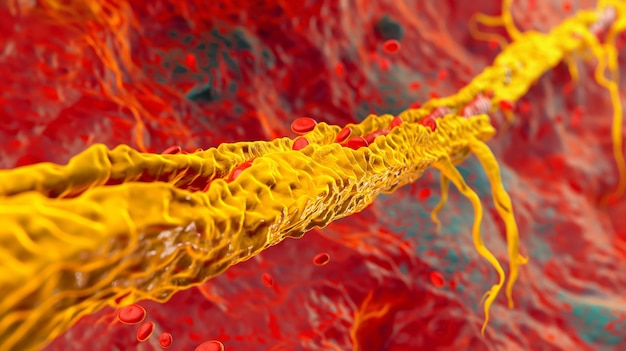 Thickened Arteries and Veins Coronary heart disease High cholesterrol yellow plaque deposited inside