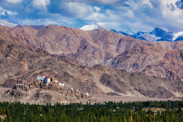 Thiksey gompa Buddhist monastery in Himalayas.