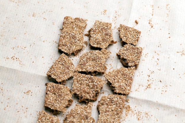 Thin and crispy bread close up