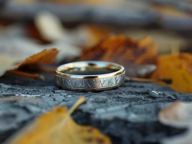 Thin Mens Wedding Band Silver Material with Aspen Tree Texture