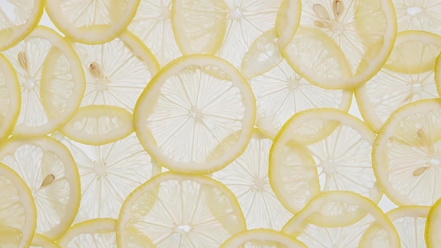 Thin slices of lemon stacked in layers on top of each other