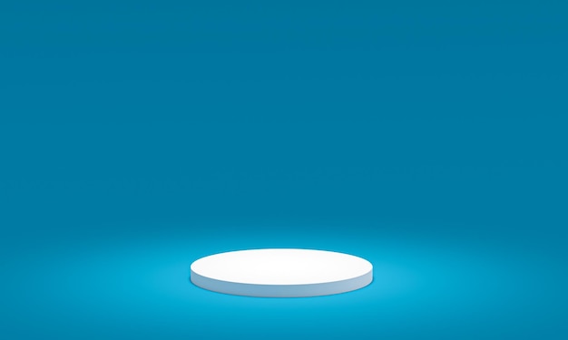 Thin white podium on a light blue background