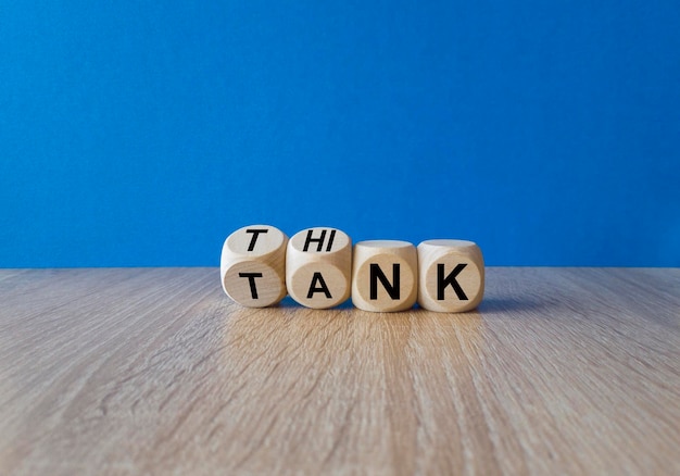 Think tank symbol Turned wooden cubes and changes the word tank to think or vice versa