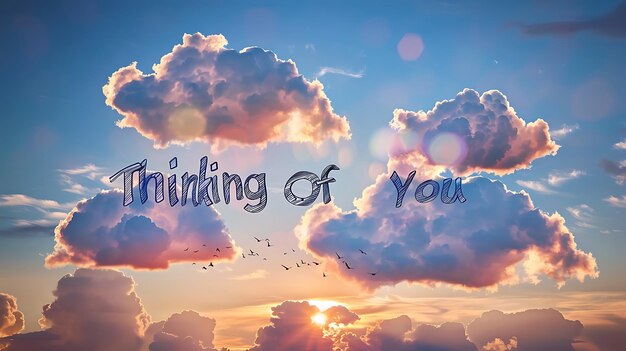 Photo thinking of you sky message collage background hd