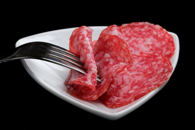 Thinly sliced delicious fragrant salami