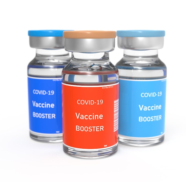 Third booster dose of the Covid-19 vaccine, 3D illustration