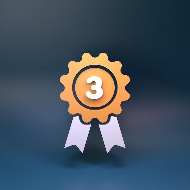 Third place award badge 3d rendering