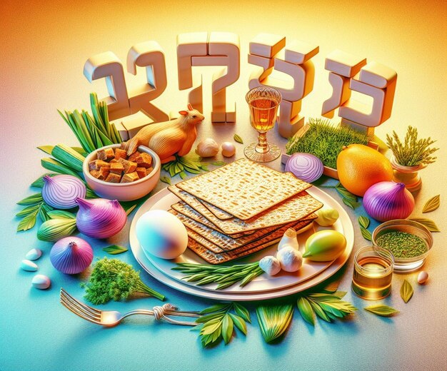 Photo this 3d beautiful illustration is made for the passover event