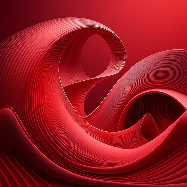 This abstract image features a gracefully curved and subtly degraded red background