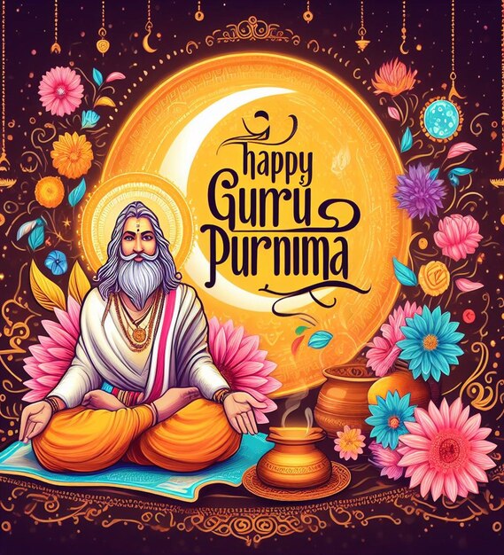 Photo this attractive beautiful design is created for happy guru purnima