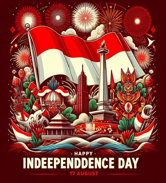 Photo this attractive beautiful design is designed for festival of happy indonesia independence day