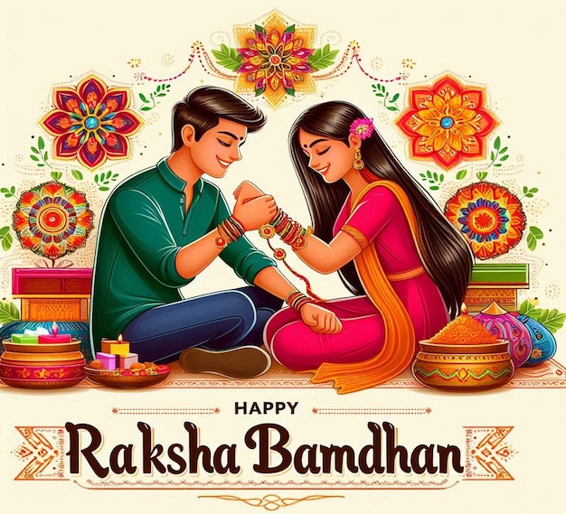 This attractive beautiful design is designed for Happy Raksha Bandhan