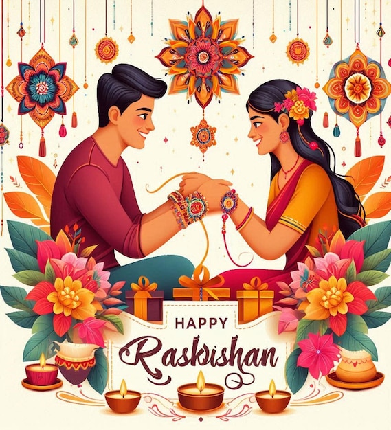 Photo this attractive beautiful design is designed for happy raksha bandhan