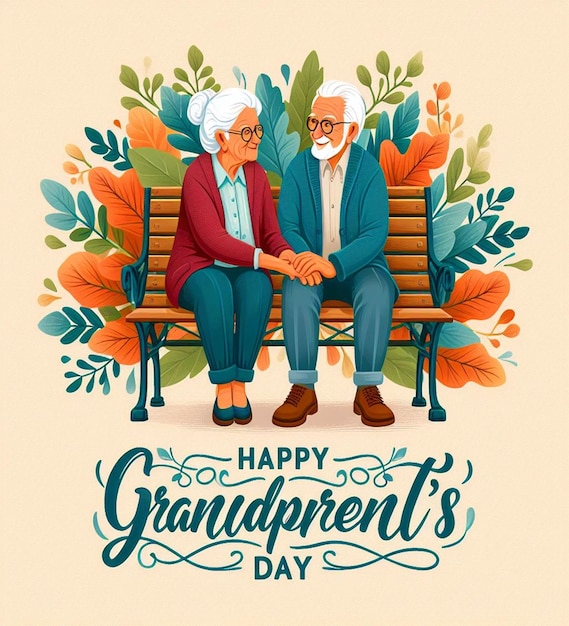 Photo this attractive illustration is generated for happy grandparents day