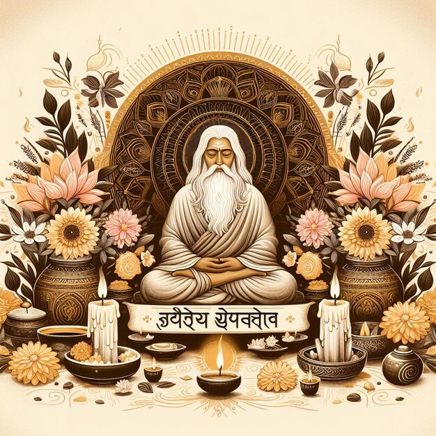 This attractive illustration is made for Guru Purnima festival