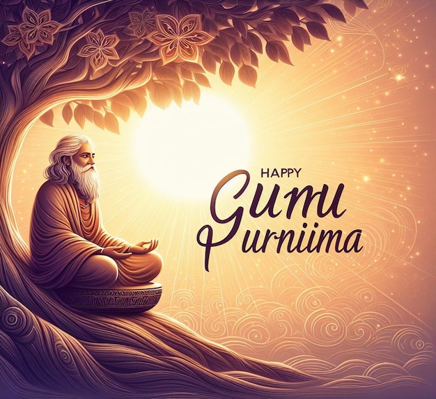 This attractive illustration is made for Guru Purnima festival