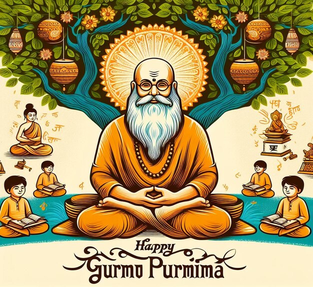 Photo this attractive illustration is made for guru purnima festival