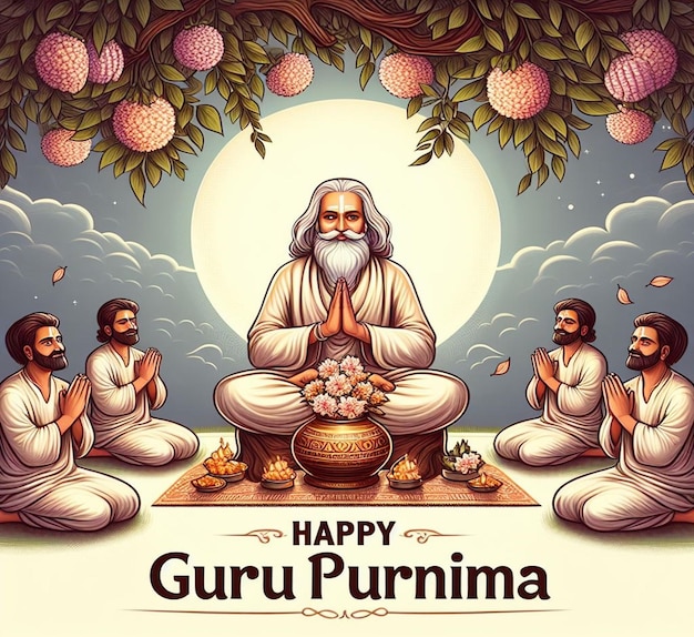 This attractive illustration is made for Guru Purnima festival