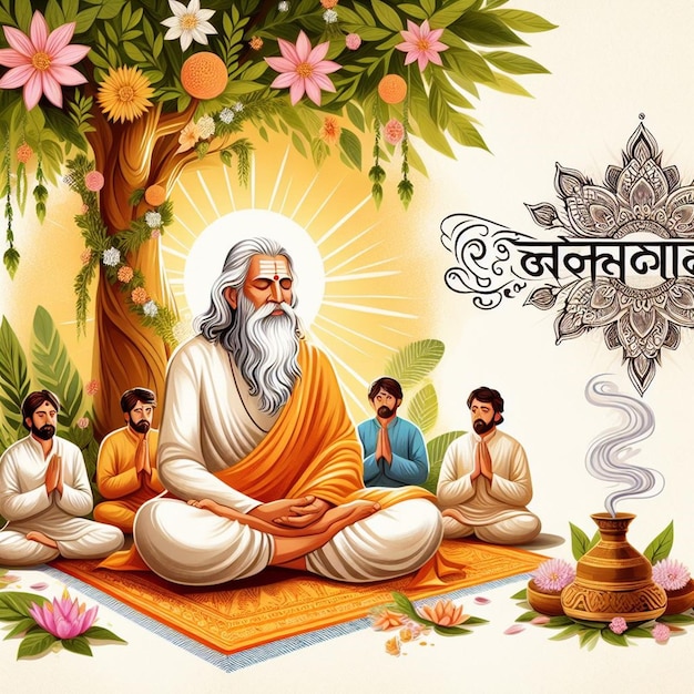 This attractive illustration is made for Guru Purnima festival