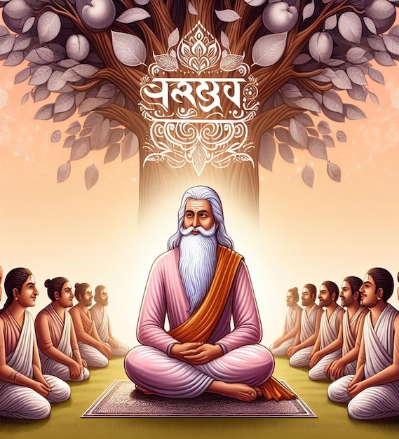 This attractive illustration is made for Guru Purnima festival