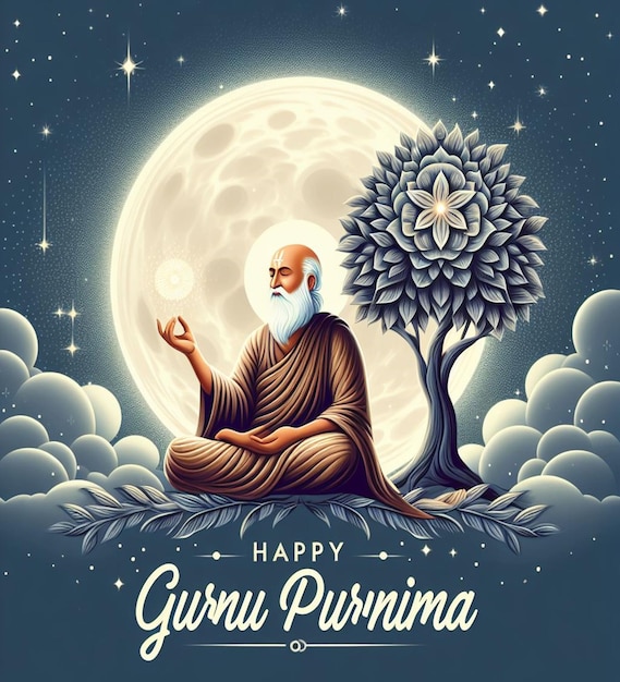 This attractive illustration is made for Guru Purnima festival