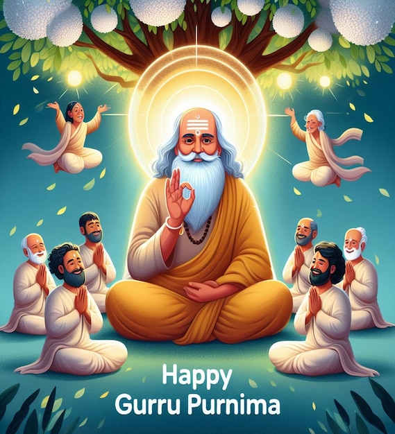 This attractive illustration is made for Guru Purnima festival