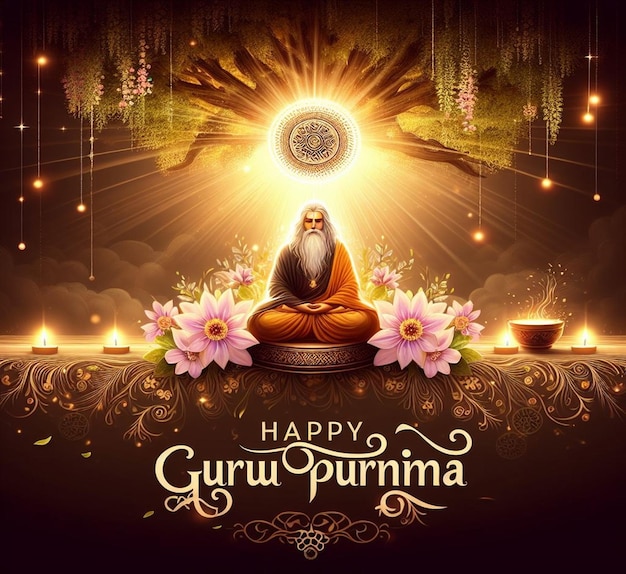 This attractive illustration is made for Guru Purnima festival