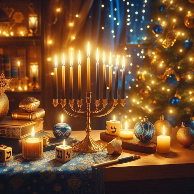 This awesome design is made for the Jewish religious festival of Happy Hanukkah