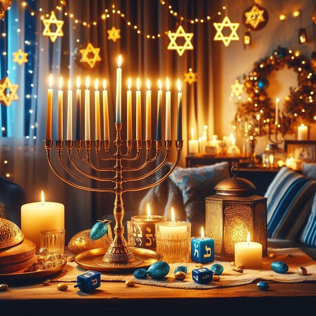 This awesome design is made for the Jewish religious festival of Happy Hanukkah